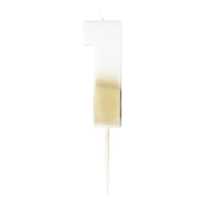 GOLD OMBRE '1' NUMBER BIRTHDAY CANDLE - Ralph and Luna Party Shop