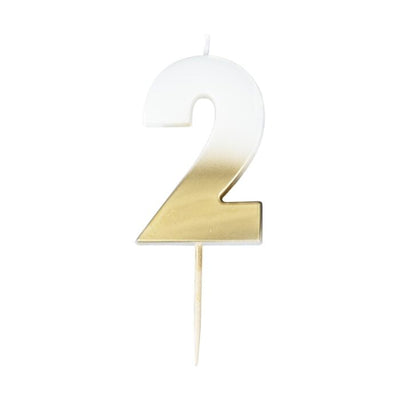 GOLD OMBRE '2' NUMBER BIRTHDAY CANDLE - Ralph and Luna Party Shop