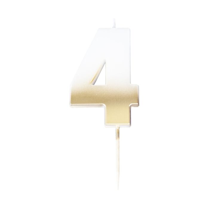 GOLD OMBRE '4' NUMBER BIRTHDAY CANDLE - Ralph and Luna Party Shop
