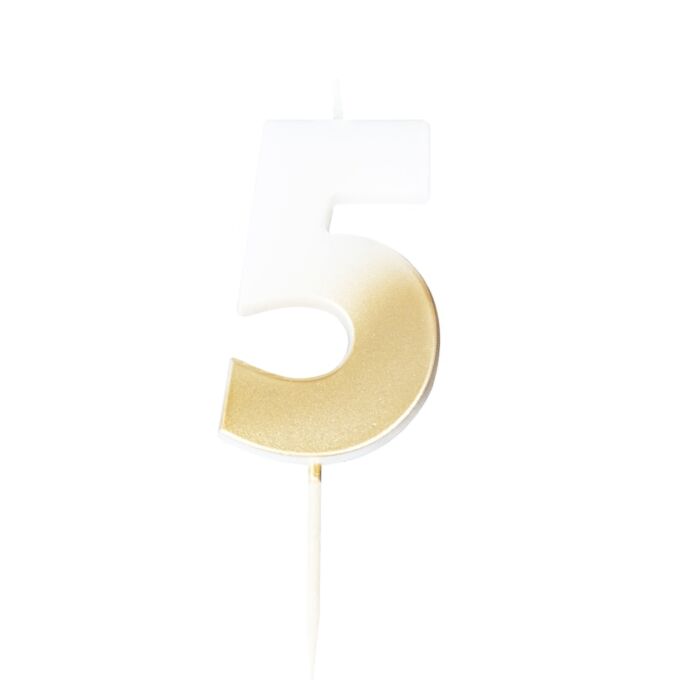 GOLD OMBRE '5' NUMBER BIRTHDAY CANDLE - Ralph and Luna Party Shop