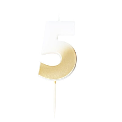 GOLD OMBRE '5' NUMBER BIRTHDAY CANDLE - Ralph and Luna Party Shop