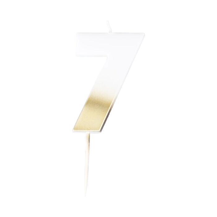 GOLD OMBRE '7' NUMBER BIRTHDAY CANDLE - Ralph and Luna Party Shop