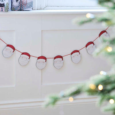 Wooden Santa Christmas Bunting