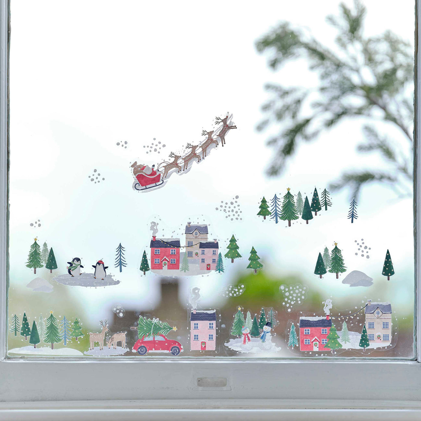 Christmas Village Window Stickers