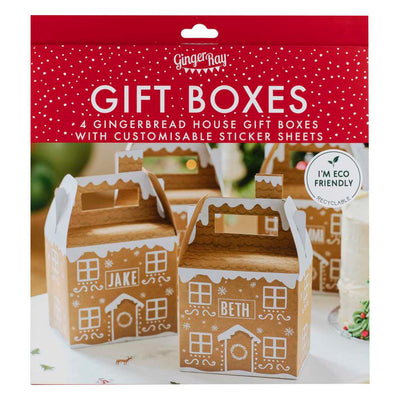 4 x Gingerbread House Christmas Gift Boxes