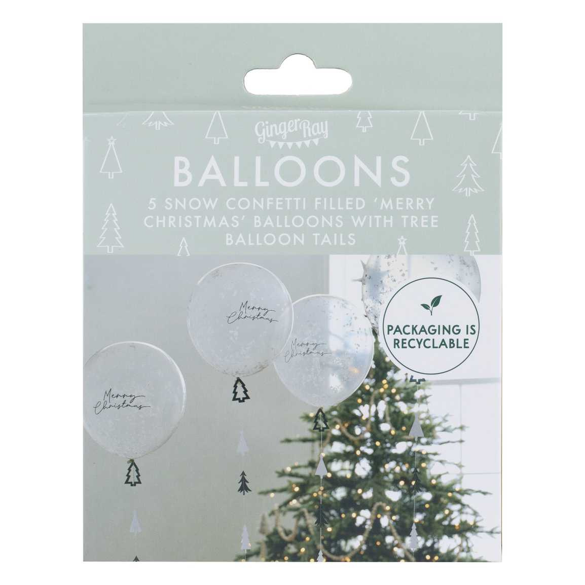 Merry Christmas Balloons with Tails