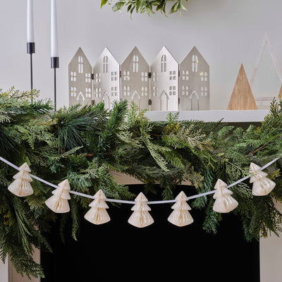 Cream Honeycomb Trees Christmas Garland