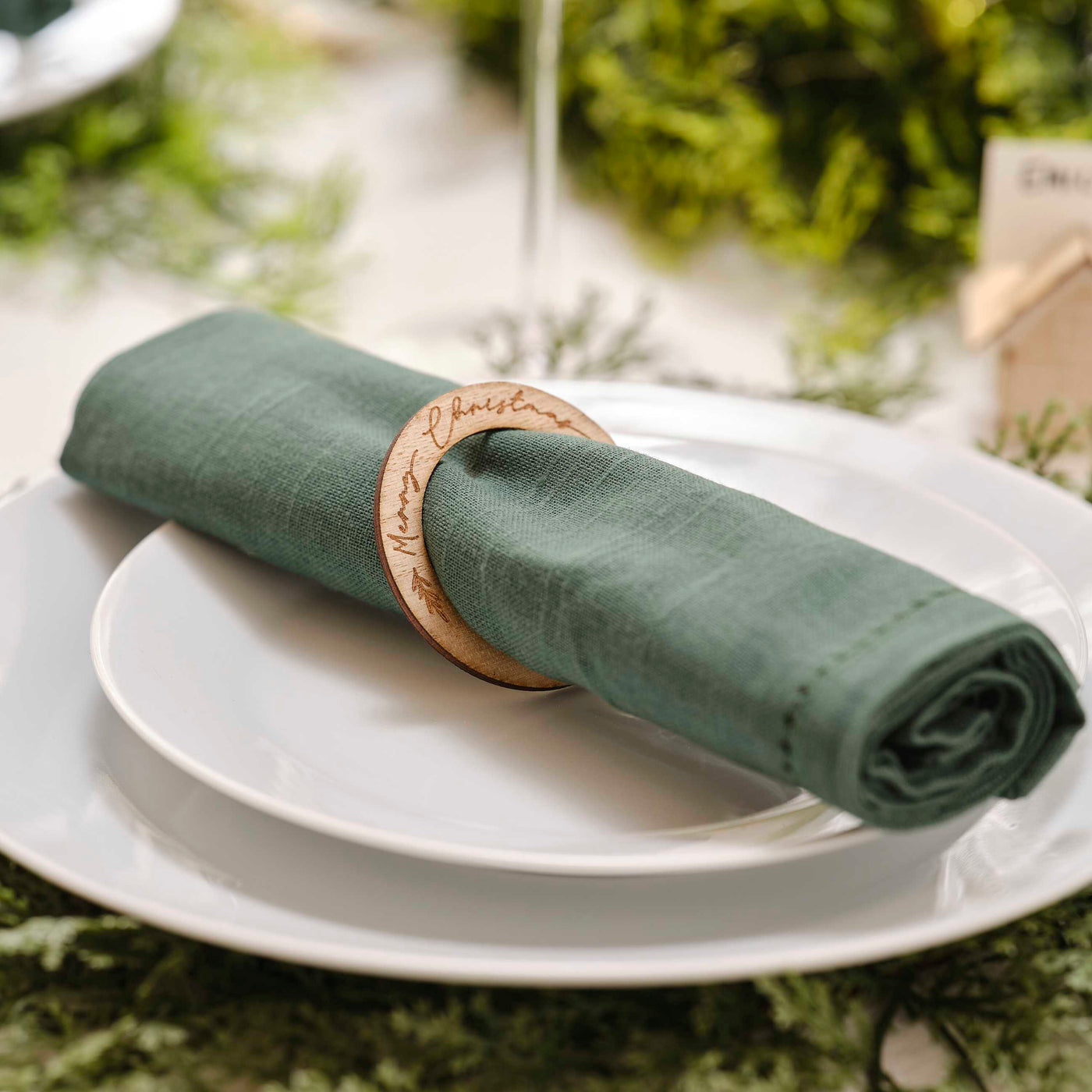 Merry Christmas Wooden Napkin Rings