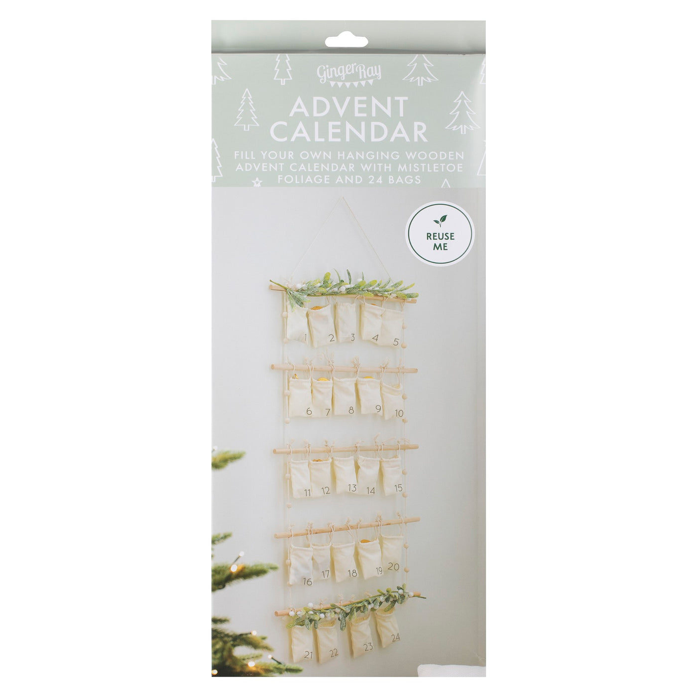 Fabric Christmas Advent Calendar Kit with Foliage