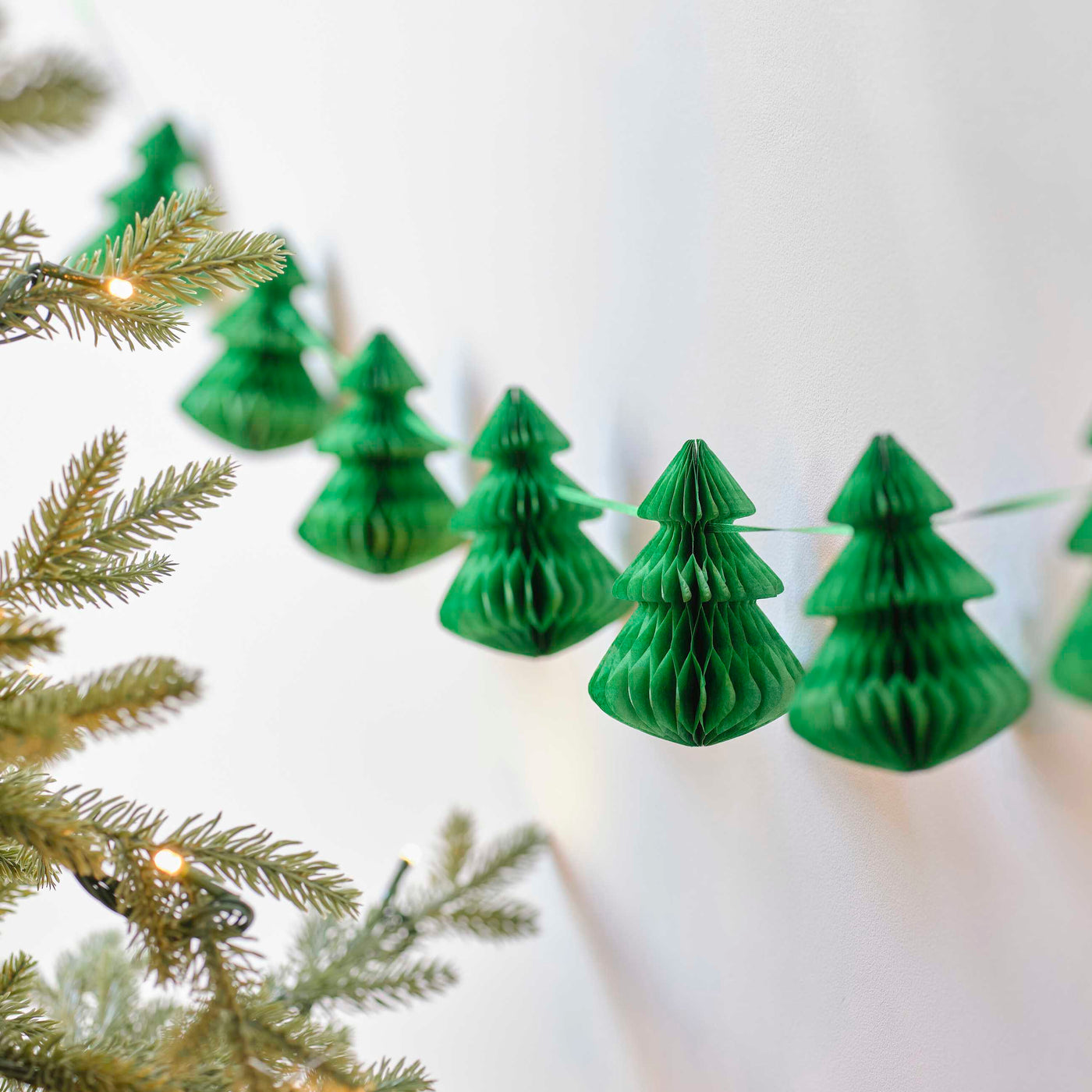 Green Honeycomb Trees Christmas Garland