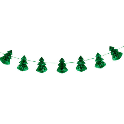 Green Honeycomb Trees Christmas Garland