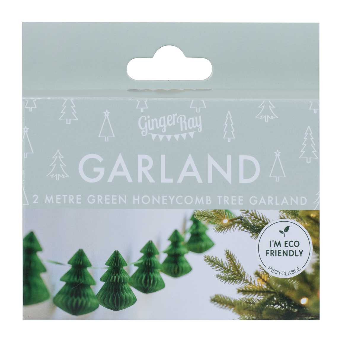 Green Honeycomb Trees Christmas Garland