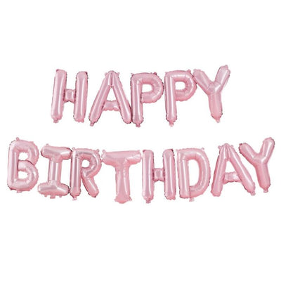 Matte Pink Happy Birthday Bunting Balloons - Ralph and Luna Party Shop