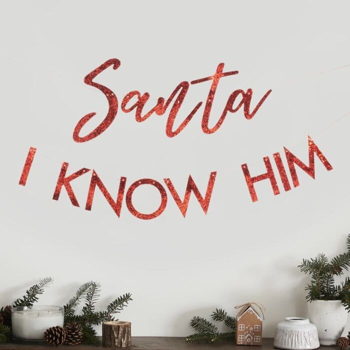 Santa I Know Him Christmas Garland Bunting - Ralph and Luna Party Shop