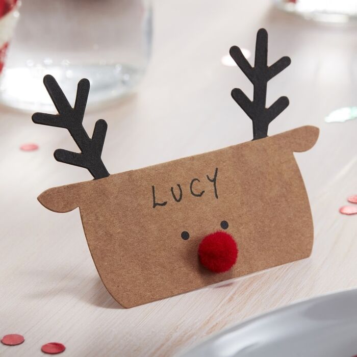 Kraft Reindeer Christmas Place Cards - Ralph and Luna Party Shop