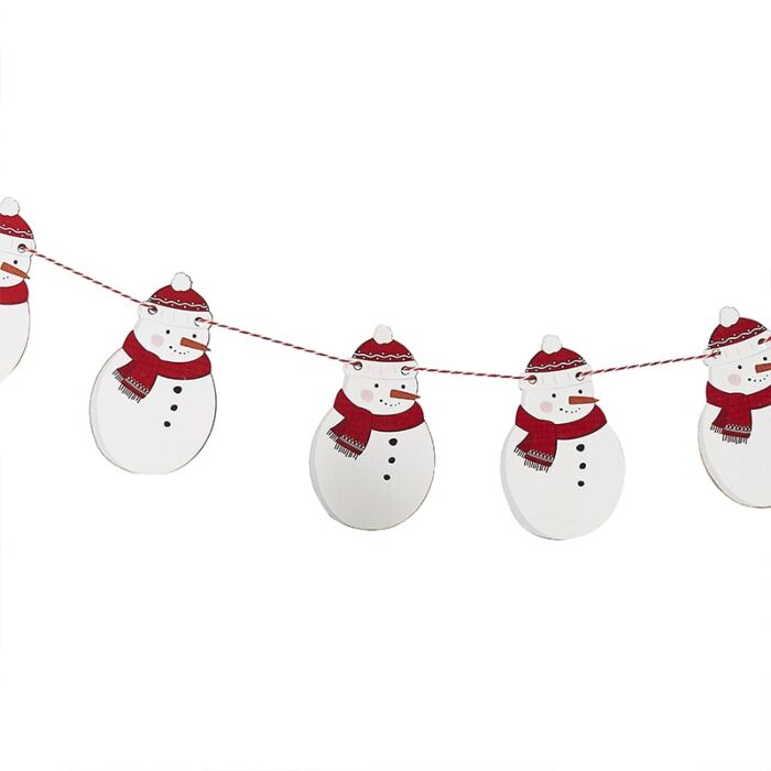 Snowman Wooden Christmas Bunting - Ralph and Luna Party Shop