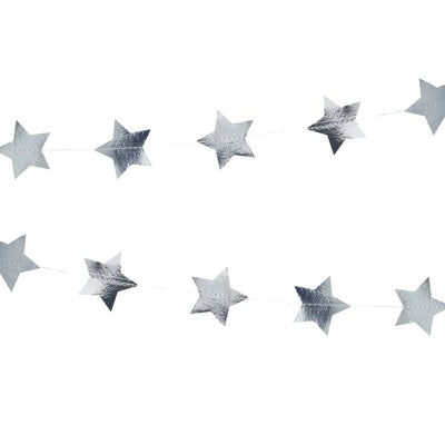 Silver Foiled Star Shaped Christmas Garland - Ralph and Luna Party Shop