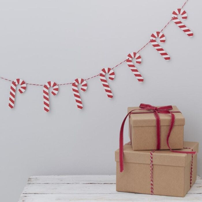 Candy Cane Shaped Wooden Christmas Bunting - Ralph and Luna Party Shop