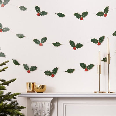 Holly Leaves Christmas Garland Decoration - Ralph and Luna Party Shop