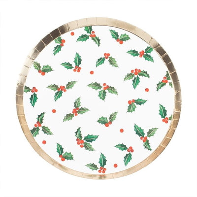 Christmas Holly Leaf Paper Party Plates - Ralph and Luna Party Shop