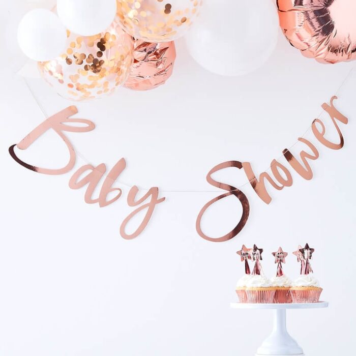 ROSE GOLD BABY SHOWER BUNTING - Ralph and Luna Party Shop