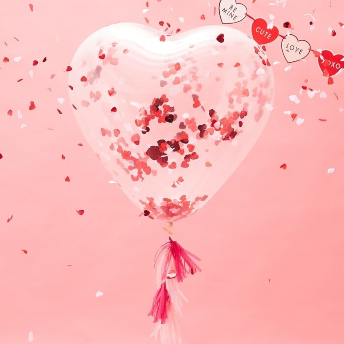 Giant Heart Shaped Confetti Balloons - Ralph and Luna Party Shop