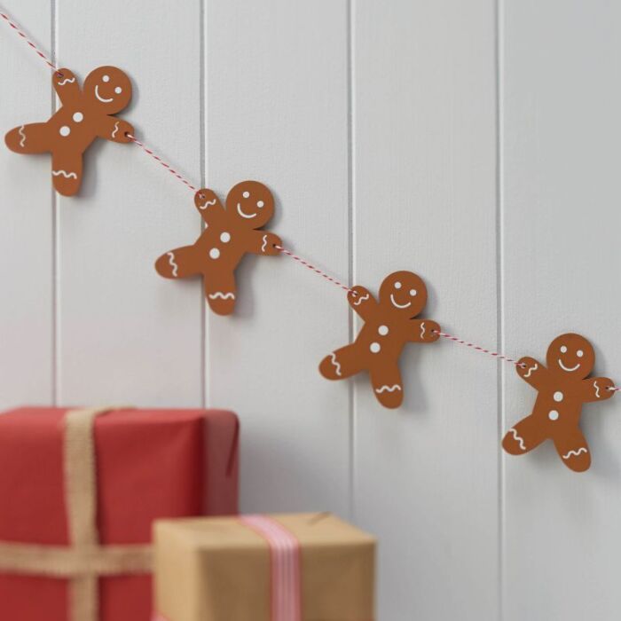 Gingerbread Man Wooden Christmas Bunting - Ralph and Luna Party Shop